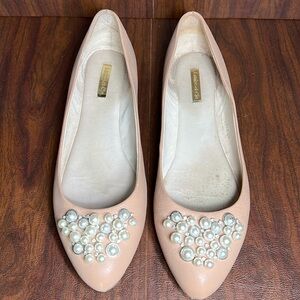 Louise & Cie Lo-Arella Tan Flats Pearl Cluster@Toe 11 M US